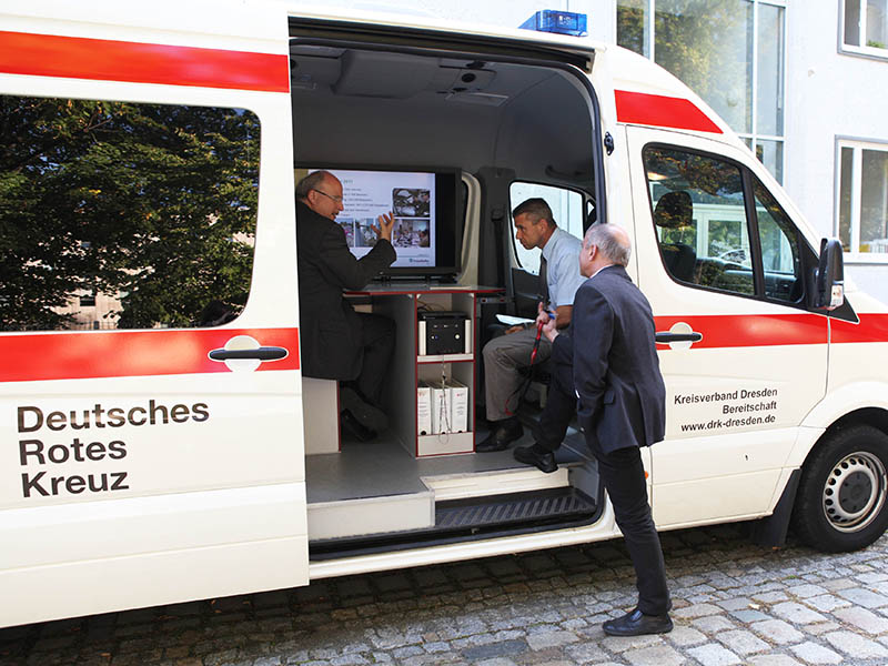 Briefing in the ambulance