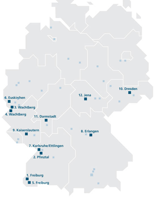 Übersichtskarte in welcher Stadt die Mitgliedsinstitute sind und wo die liegt